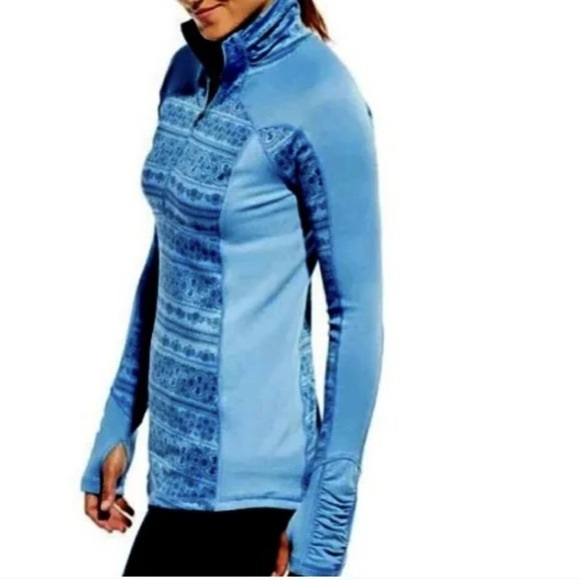 CALIA by Carrie Underwood Blue Floral Graphic Zip Athleisure Jacket 5021 - Picture 2 of 9